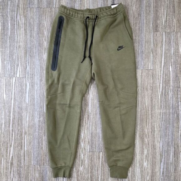 Nike Tech Fleece Pants Joggers Olive Green Black Men's Medium M Zipper Pocket LE - Picture 1 of 7